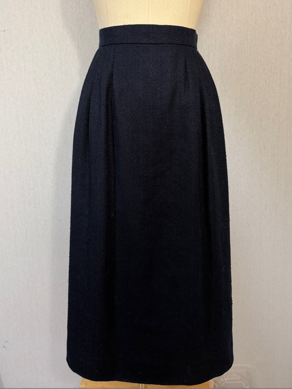 Vintage Blue 100% raw silk skirt Midi Timeless A-Line Design
